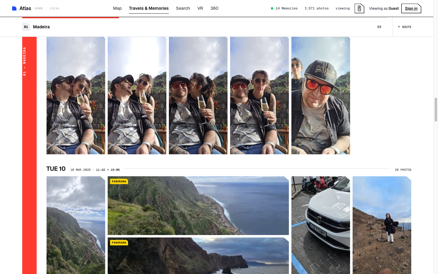 Madeira photographs arranged by day