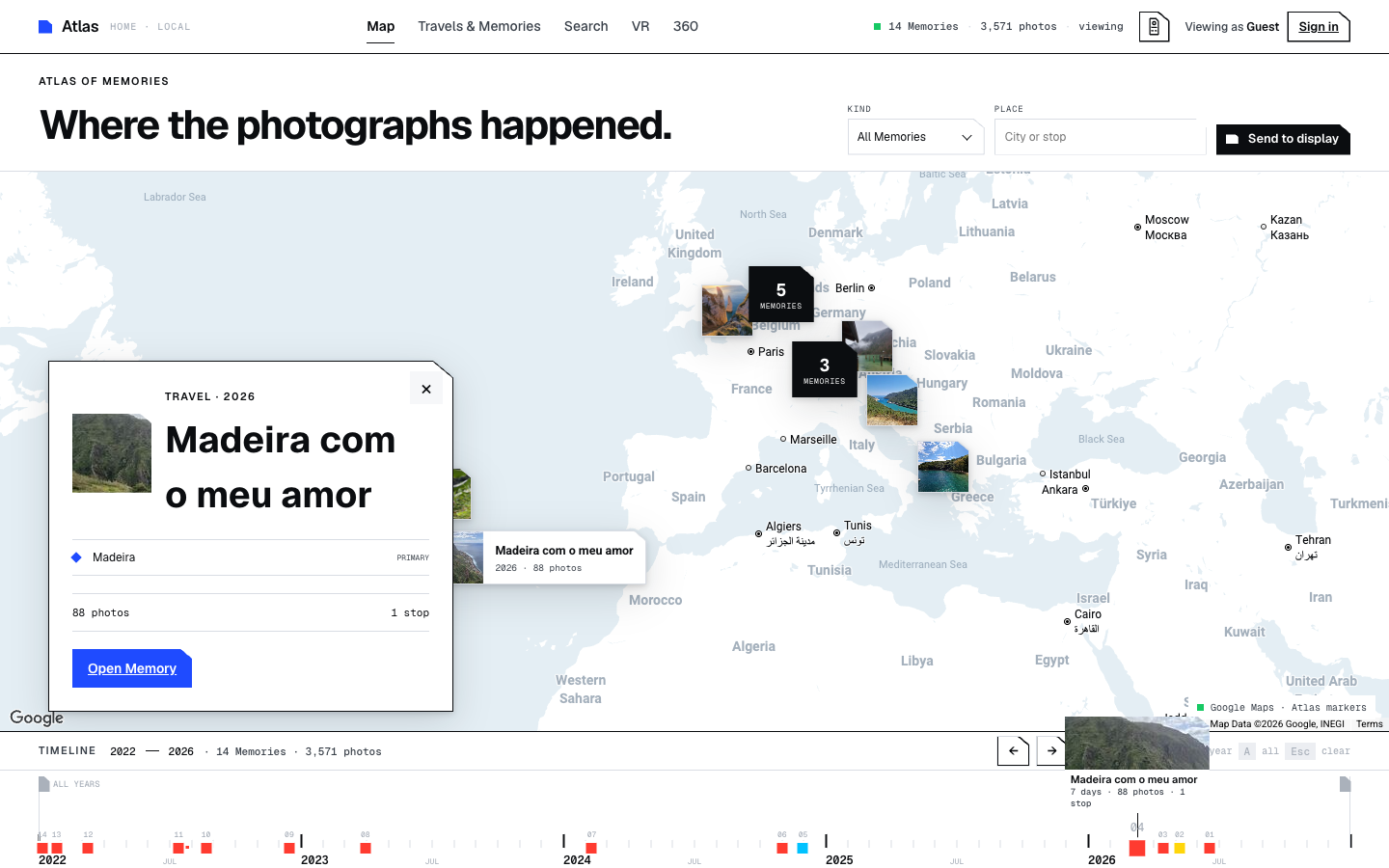 Madeira Memory selected on the Atlas map