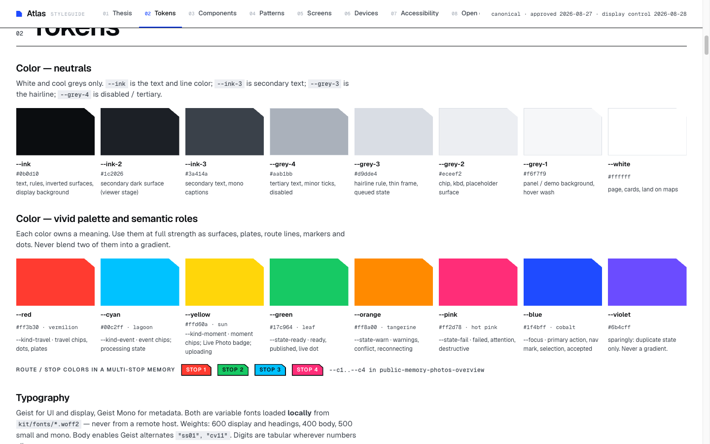 Atlas semantic colour tokens
