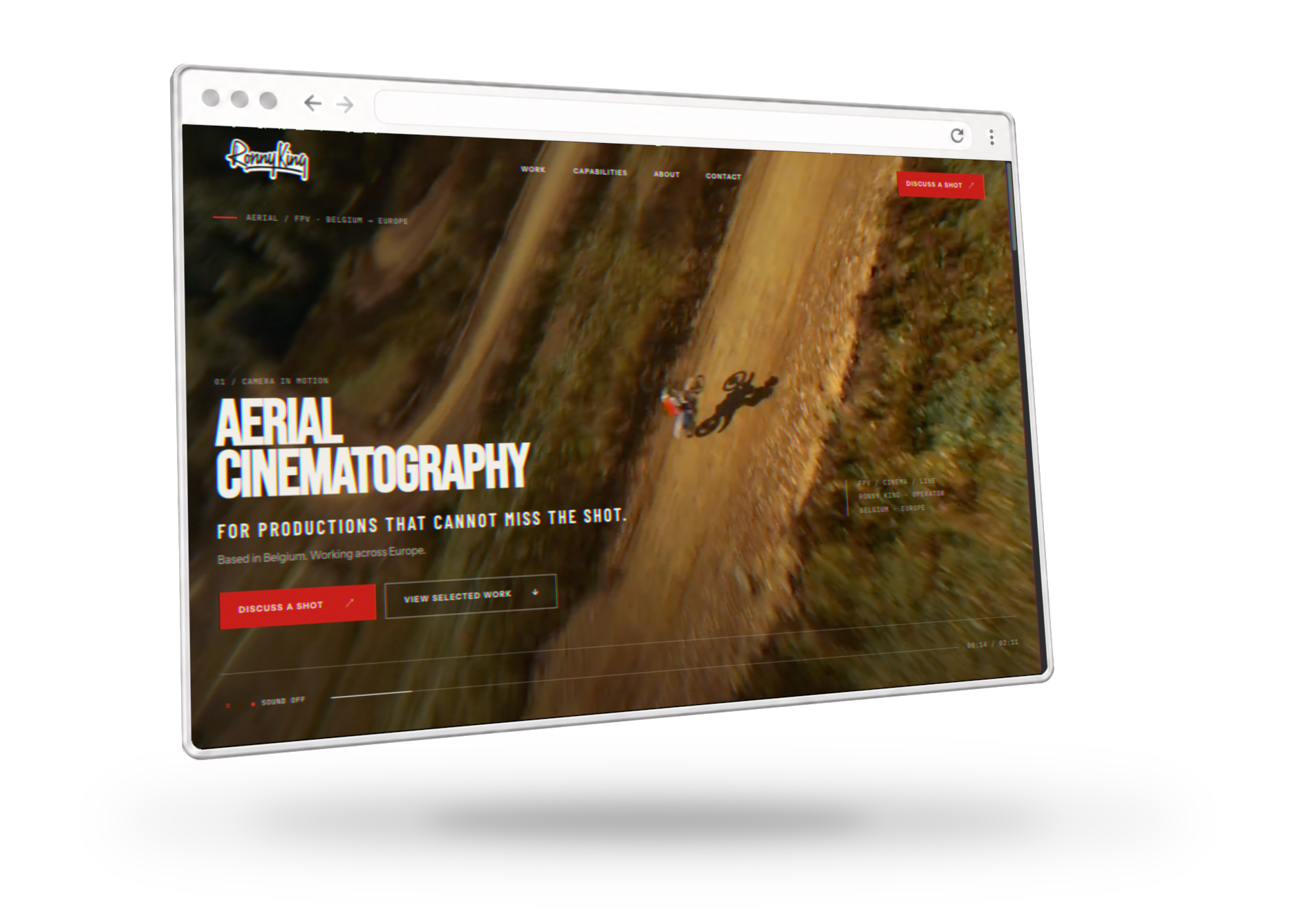 Ronny King production homepage in a framed browser view