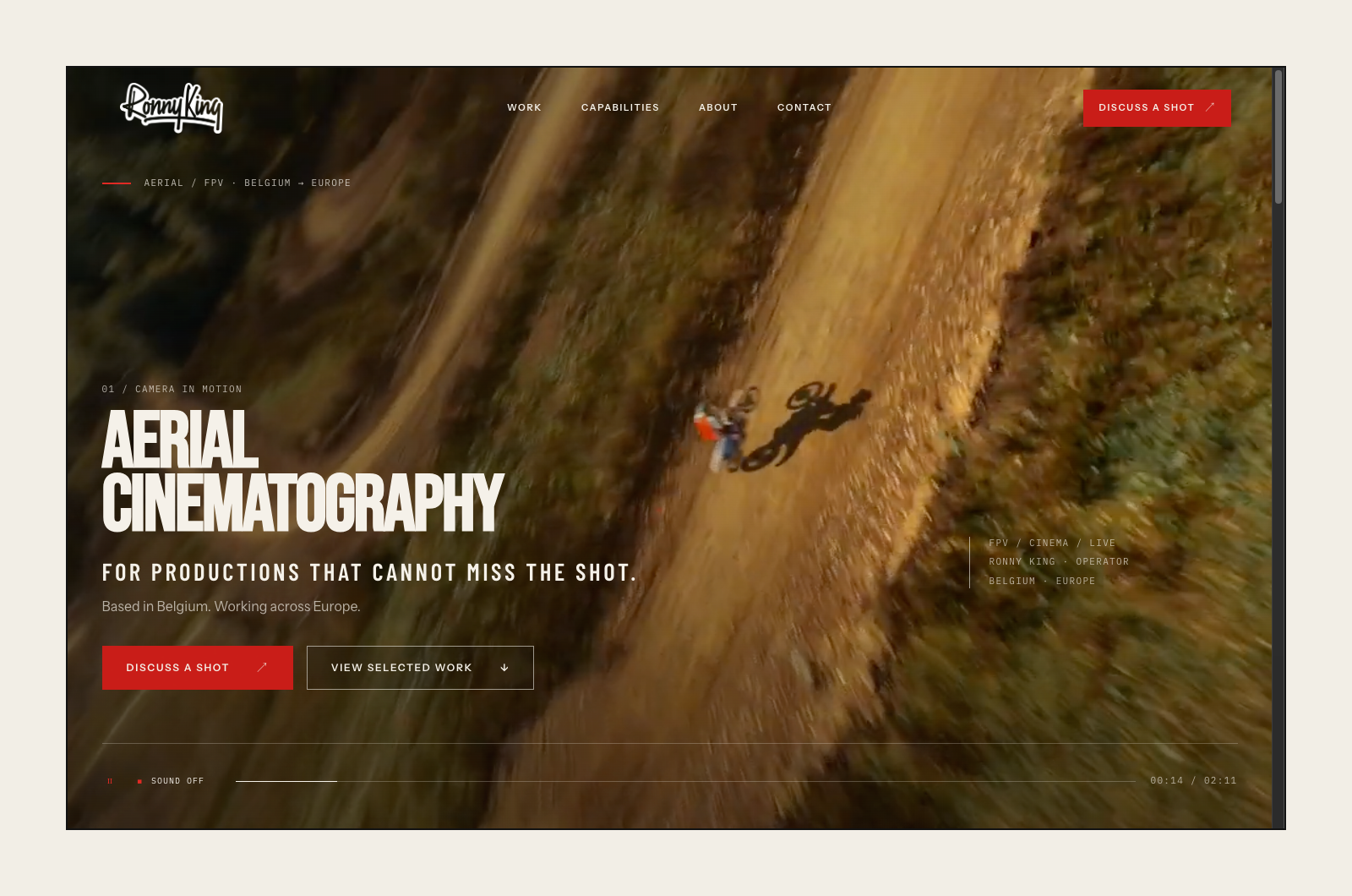 Ronny King production homepage after the rebuild