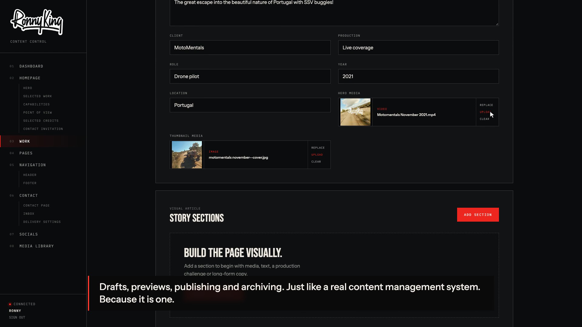 Ronny King structured project story editor